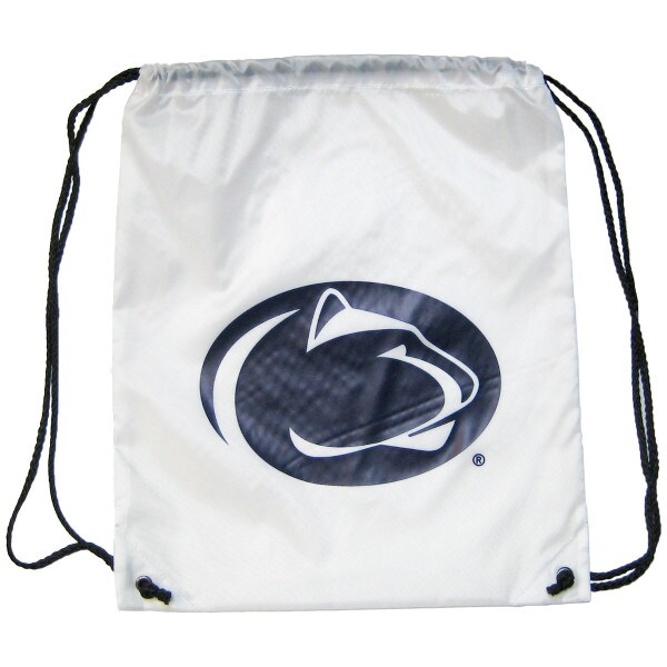 white drawstring backpack with Penn State Athletic Logo